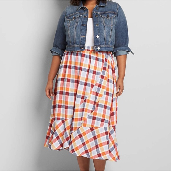 Lane Bryant Dresses & Skirts - NEW Lane Bryant Faux Ruffle Gingham Skirt 18/20